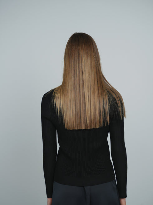 Point Tiny Cable Cardigan in Black
